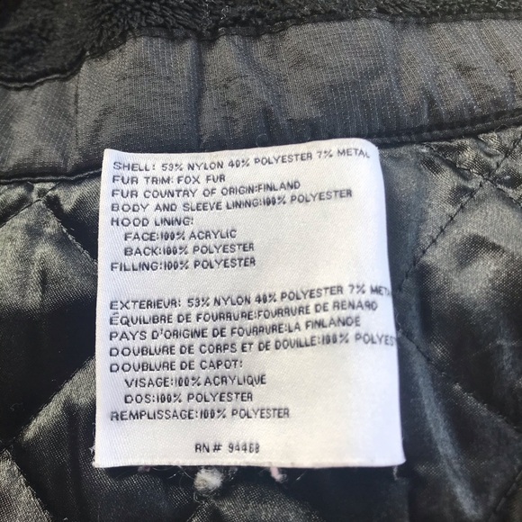 Laundry By Shelli Segal Black Fox Fur Trim hooded Parka Jacket Coat size small - Picture 9 of 10